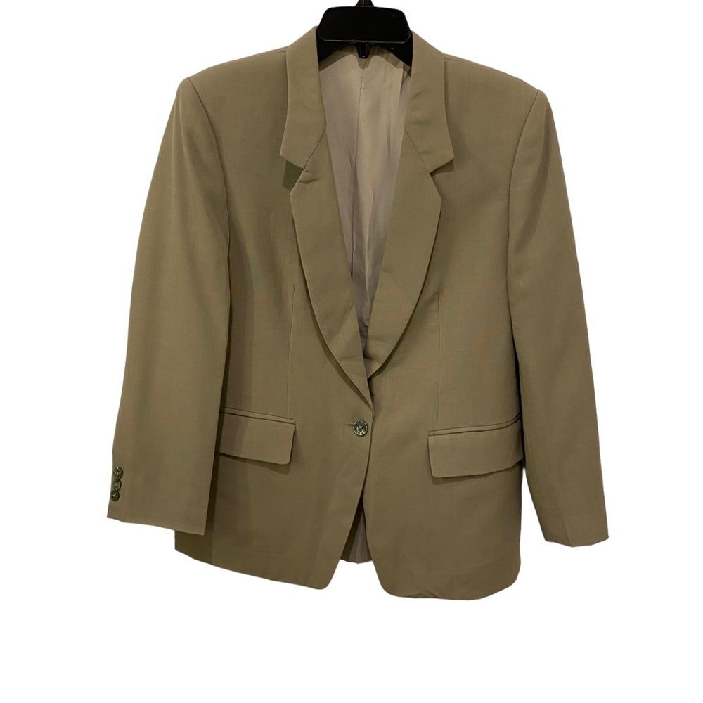 Bespoke Olive Green Single Button Tailored Blazer Fully Lined Suit Jacket M